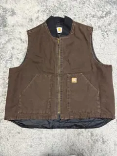 ブラウン コットン ベスト ジッパー付き
