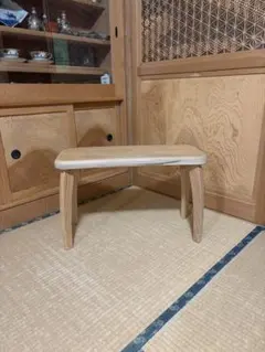 1478建具屋58年のおじいさんの手作り木製サイドテーブル、イス