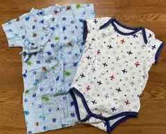 70cm ミキハウス 甚平 ロンパース カブトムシ ひこうき