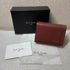 【未使用品】ポールスミス ブライトストライプカラーライン 三つ折り財布 ブラウンのサムネイル