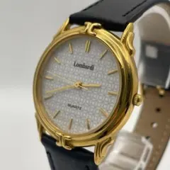 新品電池 Lombardi ロンバルディ 腕時計 メンズ ゴールド 白文字盤
