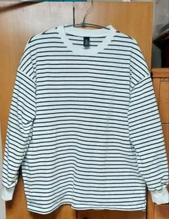 DoD ホワイト/ネイビーストライプ 長袖Tシャツ