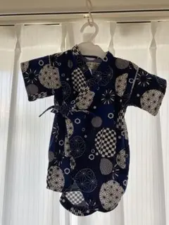 くろわっさんすべべ　甚平 80 ネイビー 幾何学模様