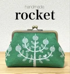 ハンドメイド がま口ポーチ お財布 ringo りんご グリーン ミナペルホネン