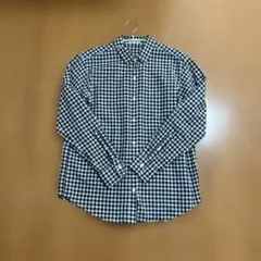 PLST 長袖 ギンガムチェックシャツ ブラック×ホワイト Mサイズ
