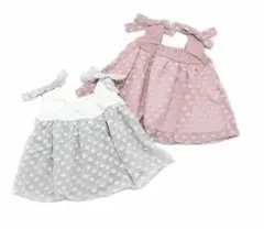 プティマイン　グレーお花のシフォンの切り替えチュニック