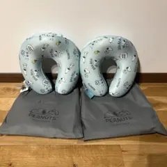 2点セット　PEANUTS スヌーピー ネックピロー ブルー