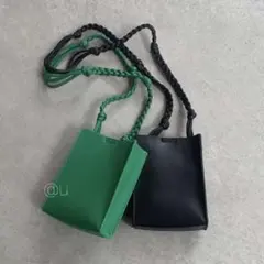 スクエア 三つ編み ショルダーバッグ みどり ミドリ 緑 斜めがけ 韓国 カラー