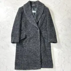 美品 マックスマーラ アルパカ 女優襟 ダブル ロングコート グレー 38tq0
