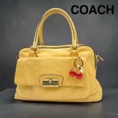 COACH コーチ ダブルジップ サッチェル バッグ レザー イエロー