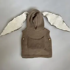 ウサギ耳デザインニットフード