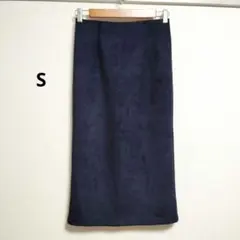 スエードタイトスカート ネイビー S 無地 シンプル