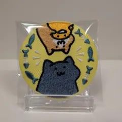 お文具といっしょ　缶バッジ ゼリーさん　ねこさん　子猫さん　刺繍缶バッジ