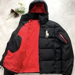 美品★ビッグポニー刺繍★ポロラルフローレン フード付き ダウンジャケット 黒 S