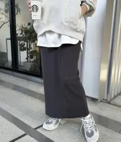 andme リブロングスカート　セルフカット　スミクロ　M