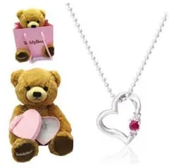 [シアーズ] Sears 天然ダイヤ ネックレス ハート ボックス テディベア