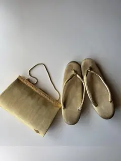 和装用 クラッチバッグと草履セットゴールド約23cm