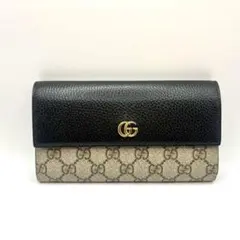 ✨極美品✨グッチ　長財布　フラップ　マーモント　スプリーム　レザー　ブラック　黒