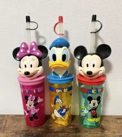 【希少】 ディズニー　ストロー付　タンブラー　コップ　ミッキー　ミニー　ドナルド