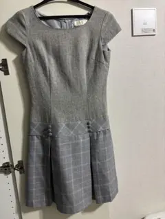 ノースリーブ グレー チェック柄 ワンピース　セレモニー