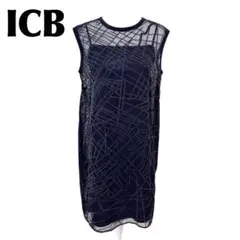 ICB ノースリーブワンピース シアー 11 ネイビー チェック