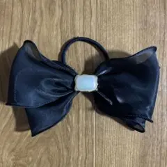 黒リボン　ヘアアクセサリー　結婚式　ヘアセット