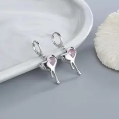 【Y2K】溶けるハート ピアス ピンク シルバー 地雷系 韓国 サブカル 夢かわ