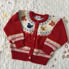 ミキハウス　レトロ　ニット　カーディガン　90