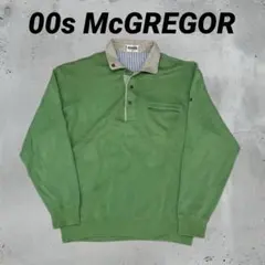 00s McGREGOR グリーン　ポロシャツ ストライプ　長袖　XLサイズ