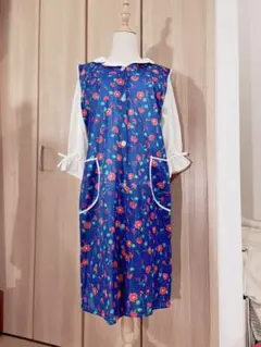 朝顔柄ノースリーブワンピース◇夏　ブルー　青