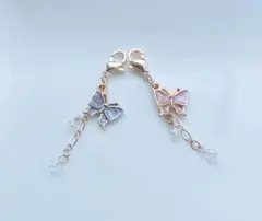 紫、赤紫蝶々2種チャームセット　№1643