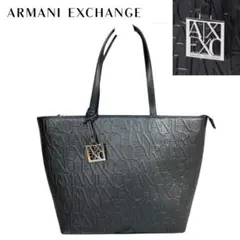 Armani Exchange エンボスロゴ トートバッグ A4チャーム　黒のサムネイル