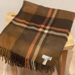 Joshua Ellis ウールストール チェック柄 ブラウン系