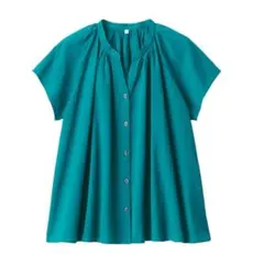 無印良品　強撚ボイル　フレンチスリーブブラウス　XL