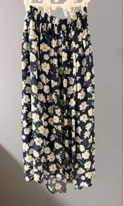 ネイビー 花柄 ロングスカート シフォンスカートのサムネイル