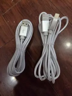 シルバー 充電ケーブル USB-A 2本セット