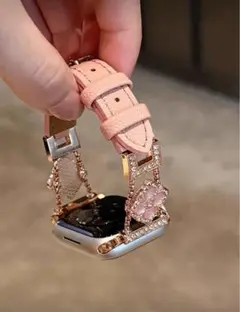 【新品値下げ中】ピンク 花モチーフ Apple Watch バンド