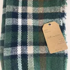 ロングマフラー　チェック　緑