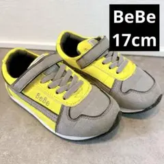 BeBe グレー/イエロー スニーカー ベルクロ付き