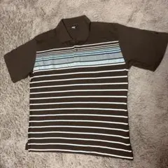 【HELLY HANSEN】美品 半袖マルチボーダーポロシャツ 茶 XLのサムネイル
