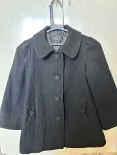 コムサイズム　130 Aラインコート　スクールコート　リボン　Pコート