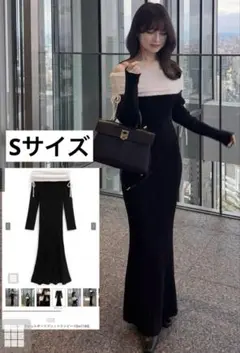 【美品】　GRL　2Wayオフショルダーリブニットワンピース　S　tw1184