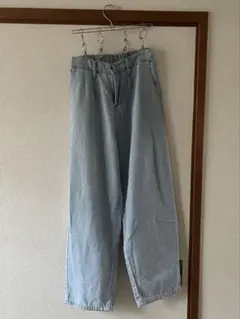 ライトブルー ゴムウエスト デニムパンツ