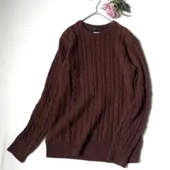 ナノユニバース ニット シルクブレンド コットン ケーブル編み 長袖 M