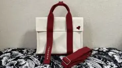 【MARHEN J 】2way トートバッグ ホワイト/レッド