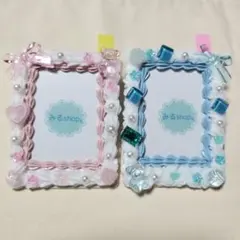 ホイップデコ　トレカケース　硬質ケースデコ　ピンク×白　水色×白