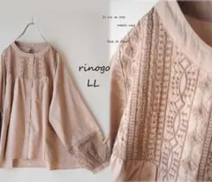 green様専用②春　ＬＬベージュピンク*刺繍切替ギャザーブラウス　長袖　大きい