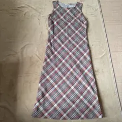 チェック柄ノースリーブロングワンピース
