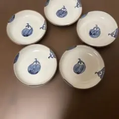 和食器 小皿 5枚セット 茄子柄 染付