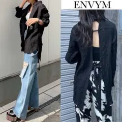 アンビー バックオープン ロング シャツ ブラックのサムネイル
